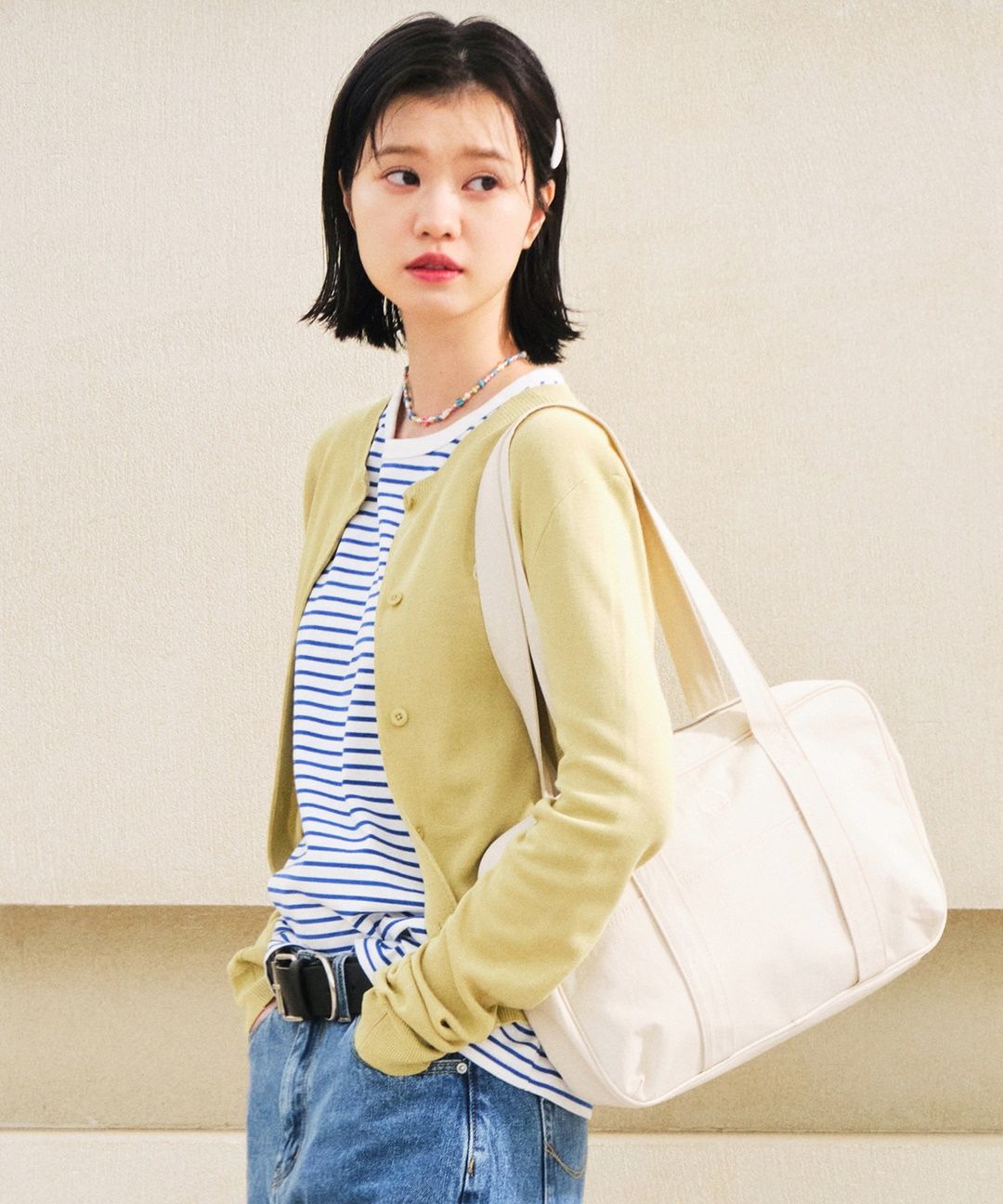 ★23SS★【COVERNAT】★Cloverheart Nylon Shoulder Ba.g★ MUSINSA | COVERNAT WOMAN Clover Heart Nylon Shoulder Bag Ivory