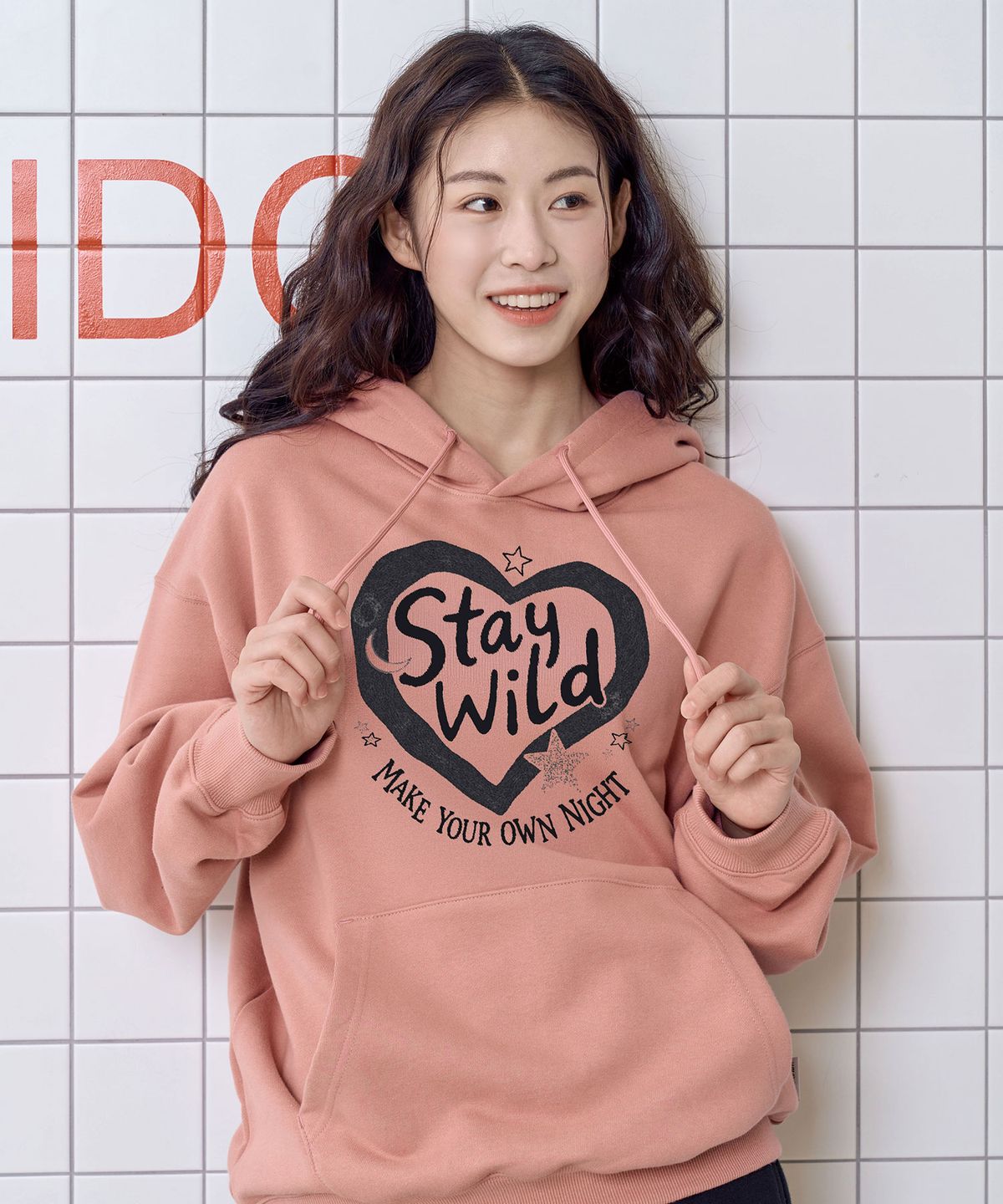 와일드락(WILDROCK) (기모추가) 스테이 하트 여성 후드티셔츠_크롭/기본