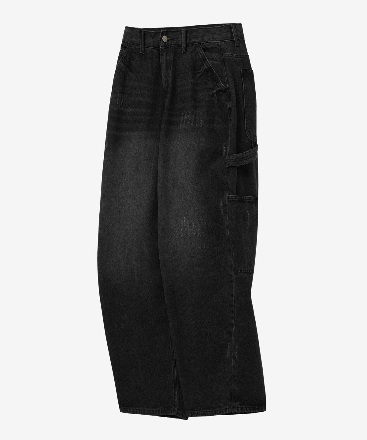 브이투(VTWO) 데미지 워시드 카펜터 데님 팬츠 (BLACK)