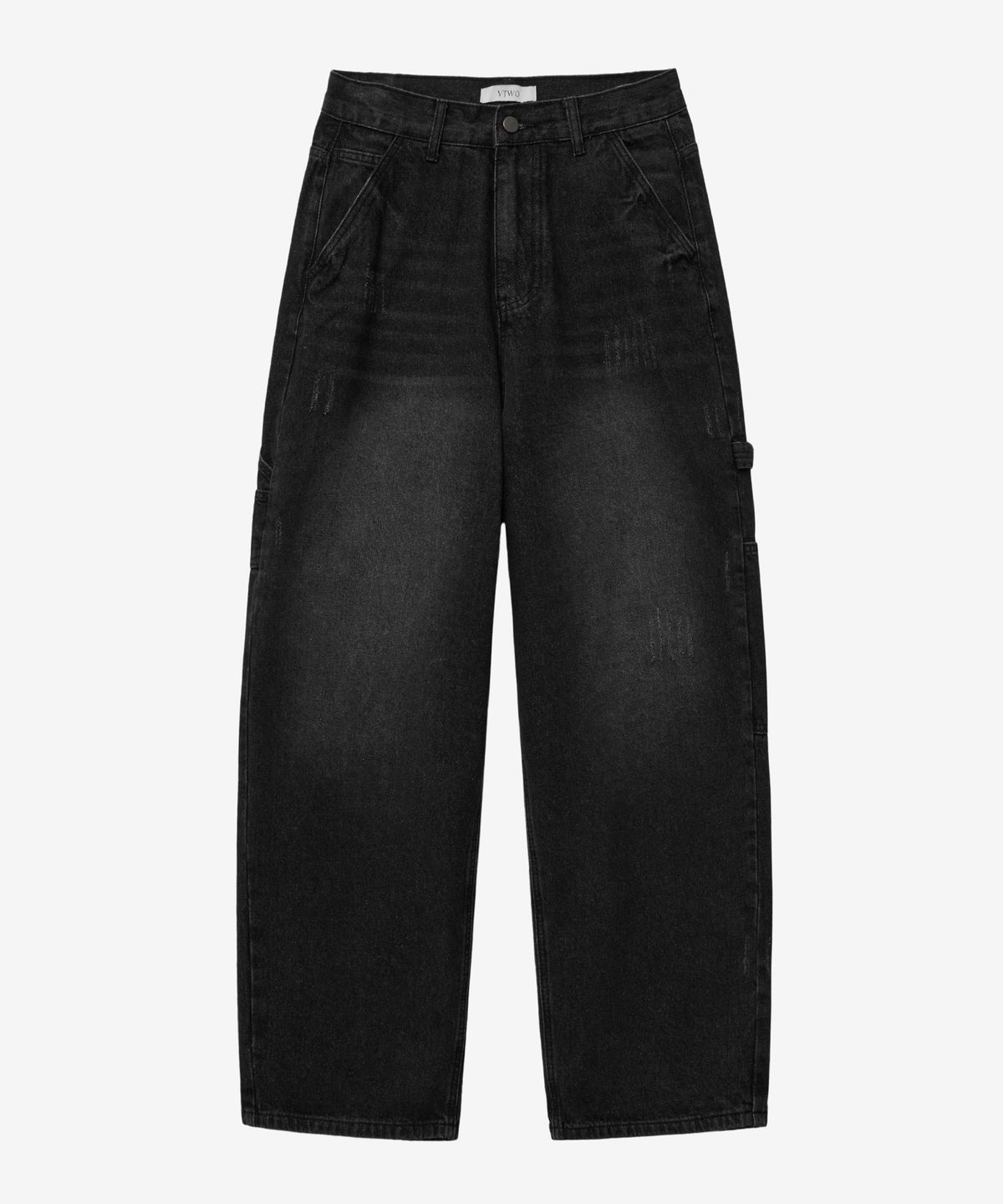 브이투(VTWO) 데미지 워시드 카펜터 데님 팬츠 (BLACK)