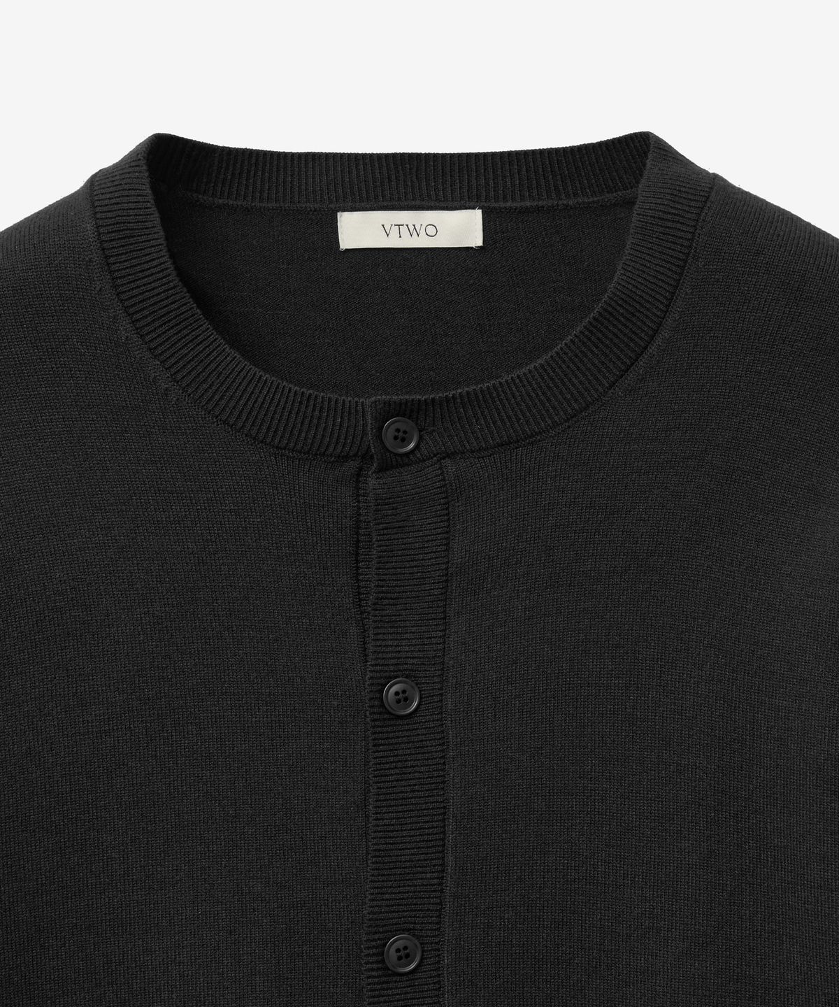 브이투(VTWO) 소프트 라운드 베이직 가디건 (BLACK)