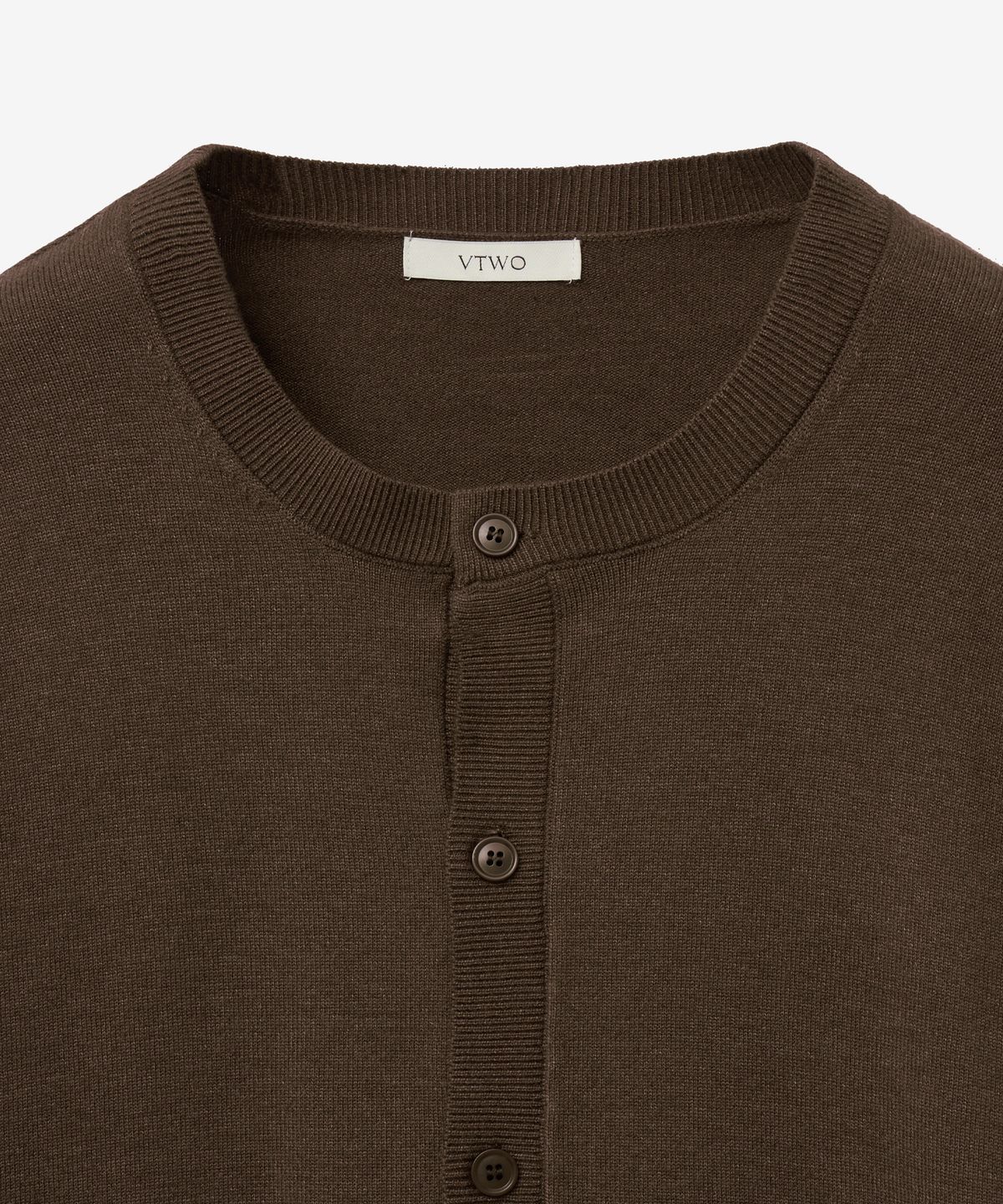 브이투(VTWO) 소프트 라운드 베이직 가디건 (BROWN)