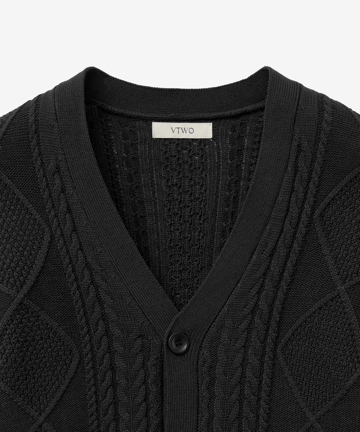 브이투(VTWO) 케이블 소프트 베이직 가디건 (BLACK)