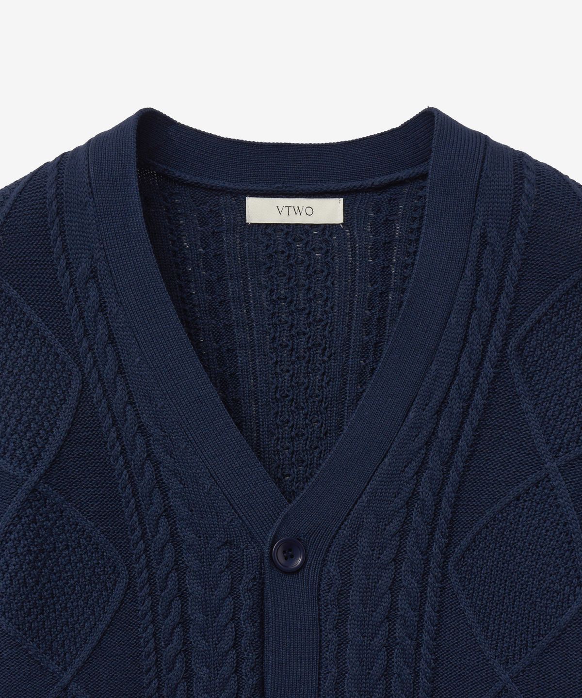 브이투(VTWO) 케이블 소프트 베이직 가디건 (NAVY)