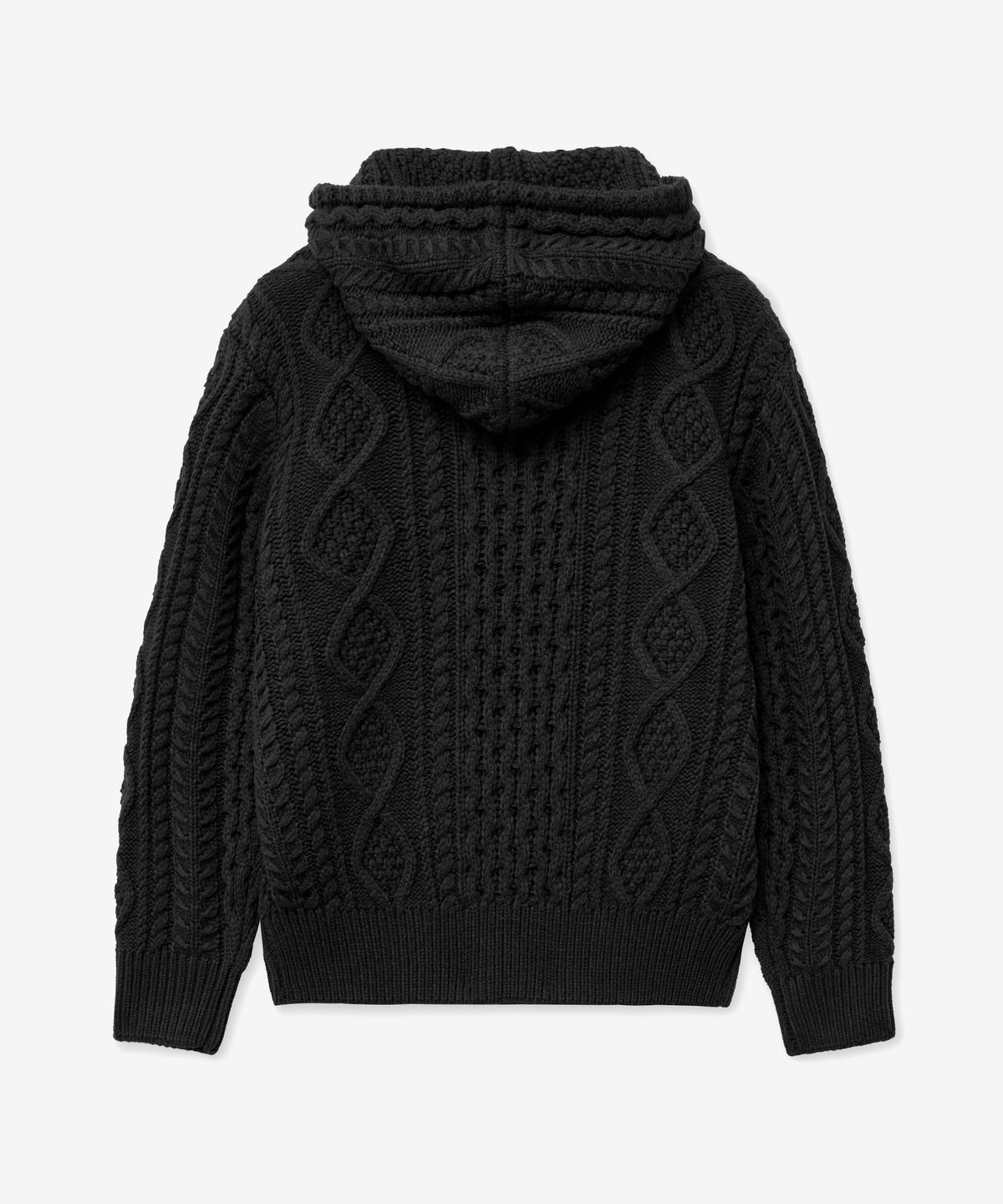 브이투(VTWO) 데일리 케이블 투웨이 후드 집업 니트 (BLACK)