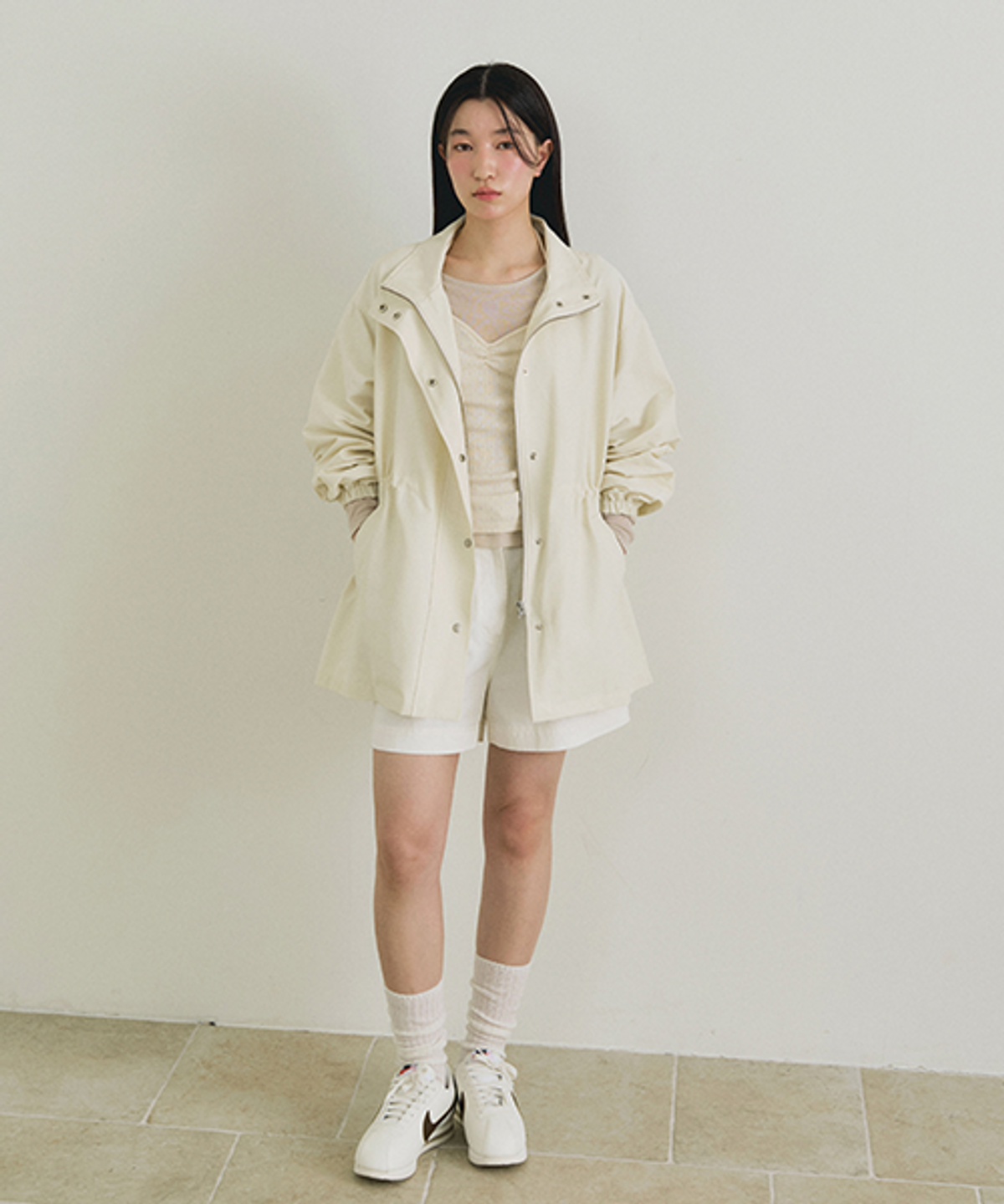 링서울(LINGSEOUL) high neck string jumper-cream