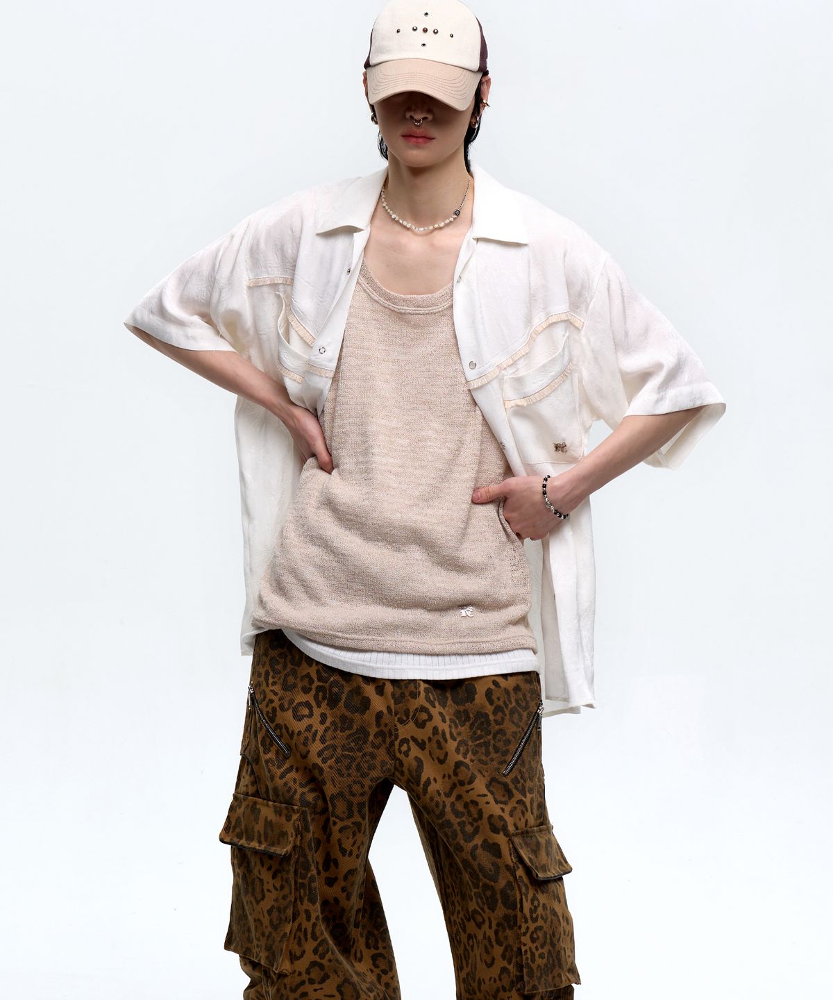 알에스에스씨(RSSC) JACQUARD WESTERN HALF SHIRT - WHITE