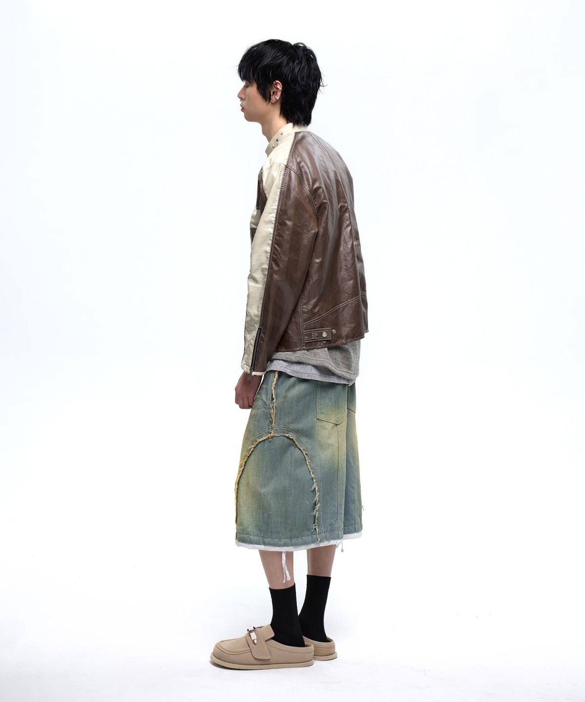 알에스에스씨(RSSC) INCISION WASHING DENIM BERMUDA PANTS - LIGHT DENIM