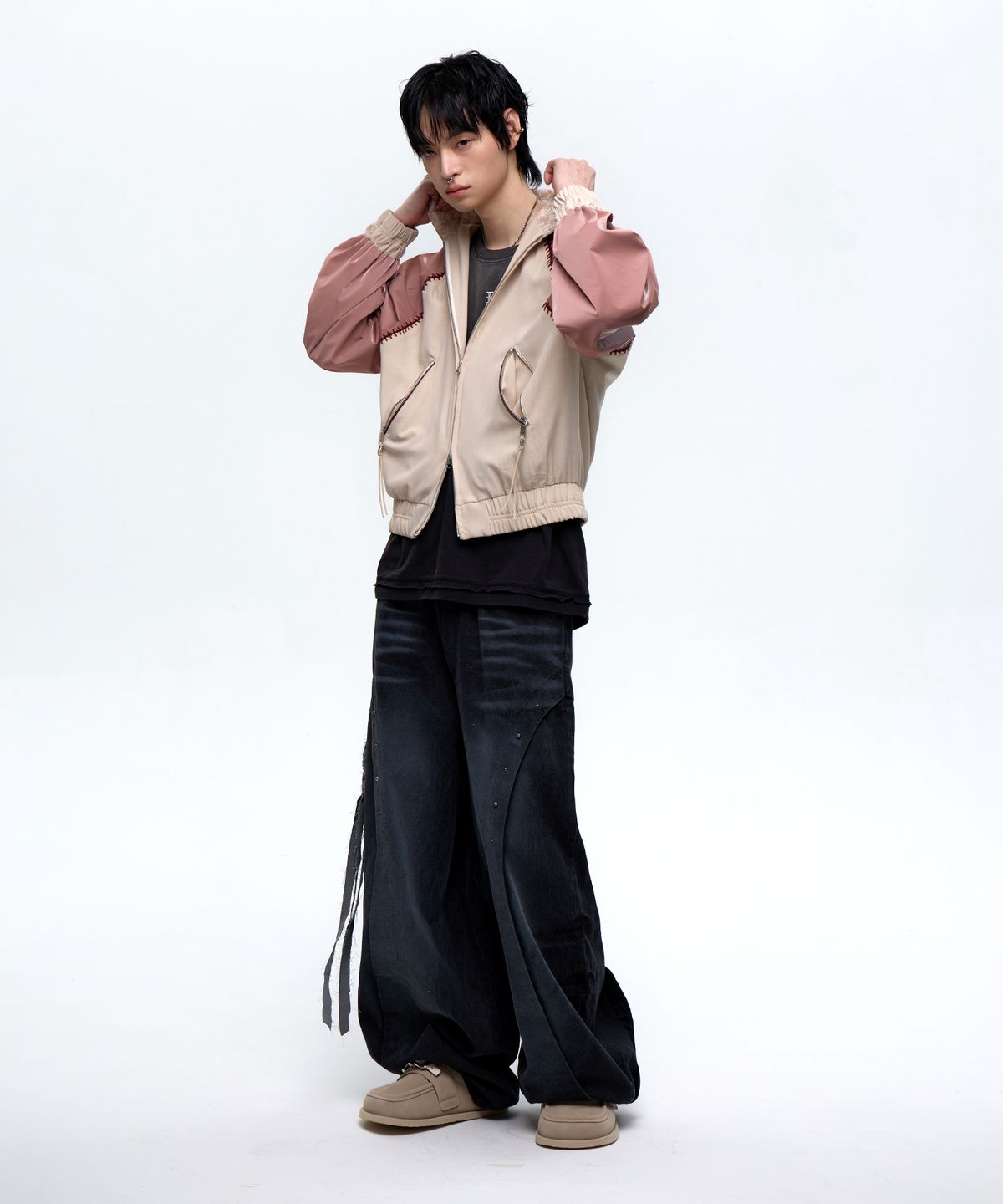 알에스에스씨(RSSC) CURVED INCISION BALLOON DENIM PANTS - BLACK