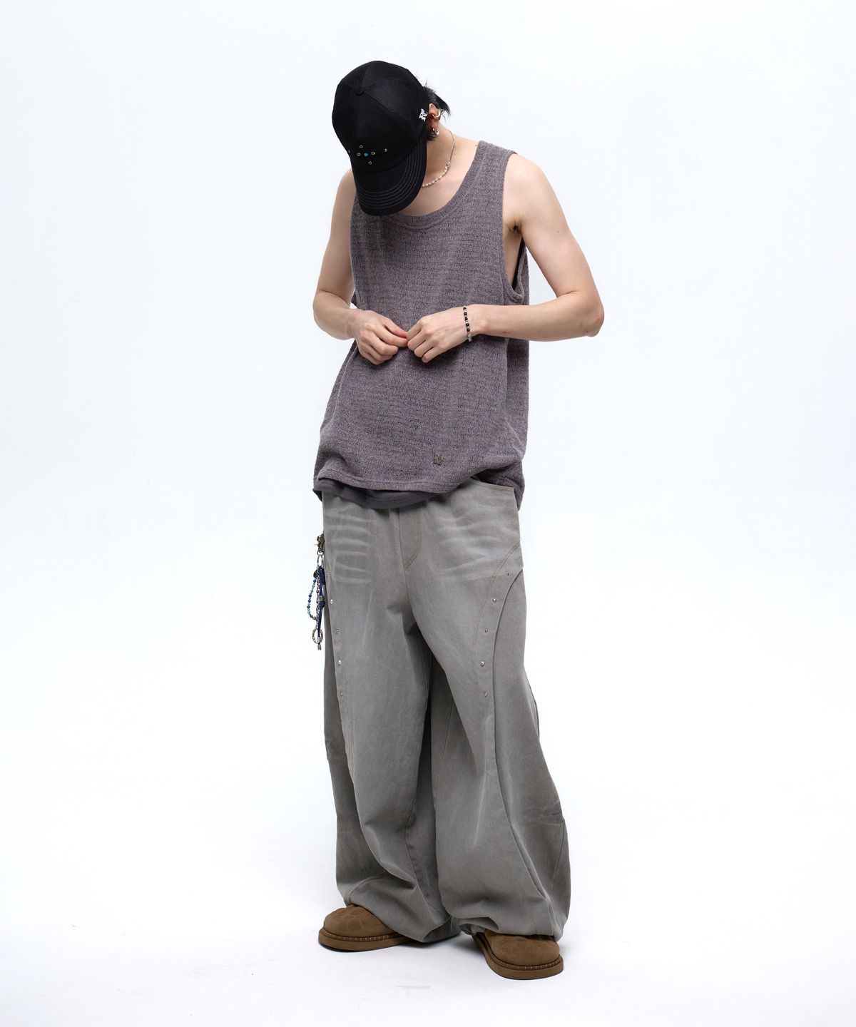 알에스에스씨(RSSC) CURVED INCISION BALLOON DENIM PANTS - GRAY