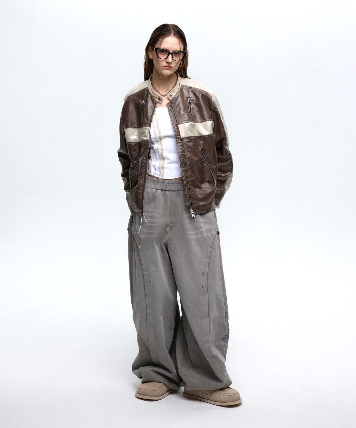 알에스에스씨(RSSC) CURVED INCISION BALLOON DENIM PANTS - GRAY