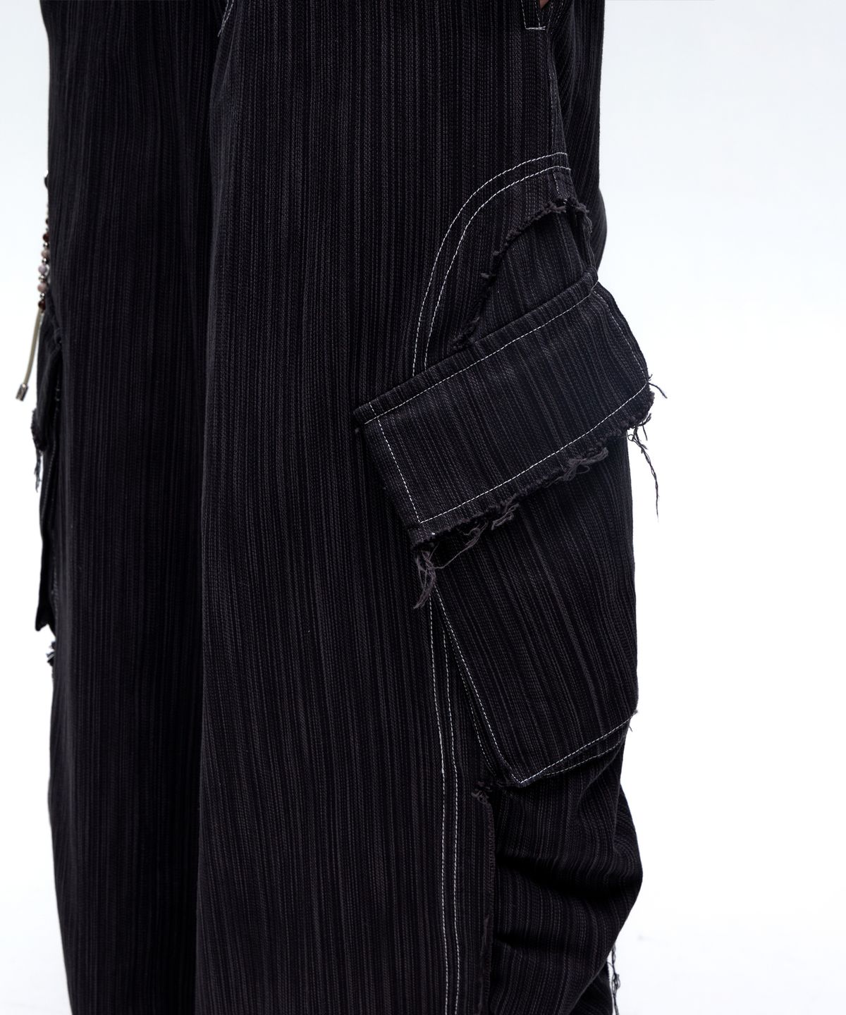 알에스에스씨(RSSC) WRINKLE MIXED STRIPE CARGO PANTS - BLACK