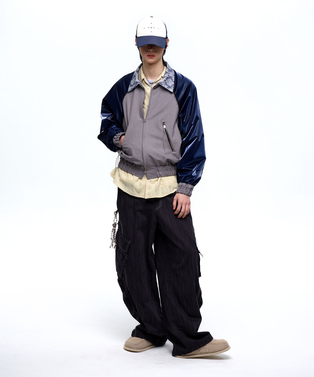 알에스에스씨(RSSC) STITCHED RAGLAN BLOUSON - NAVY/GRAY