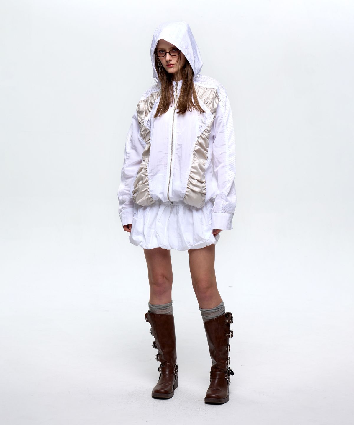 알에스에스씨(RSSC) CURVY INCISION WRINKLE WINDBREAKER - WHITE