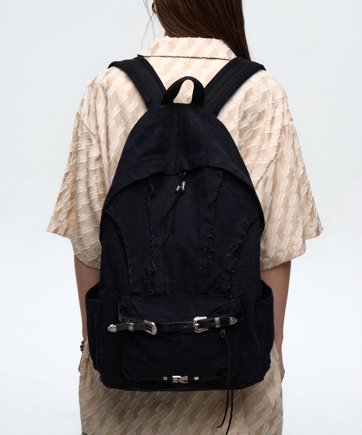 알에스에스씨(RSSC) RAW CUT DENIM BACKPACK - BLACK