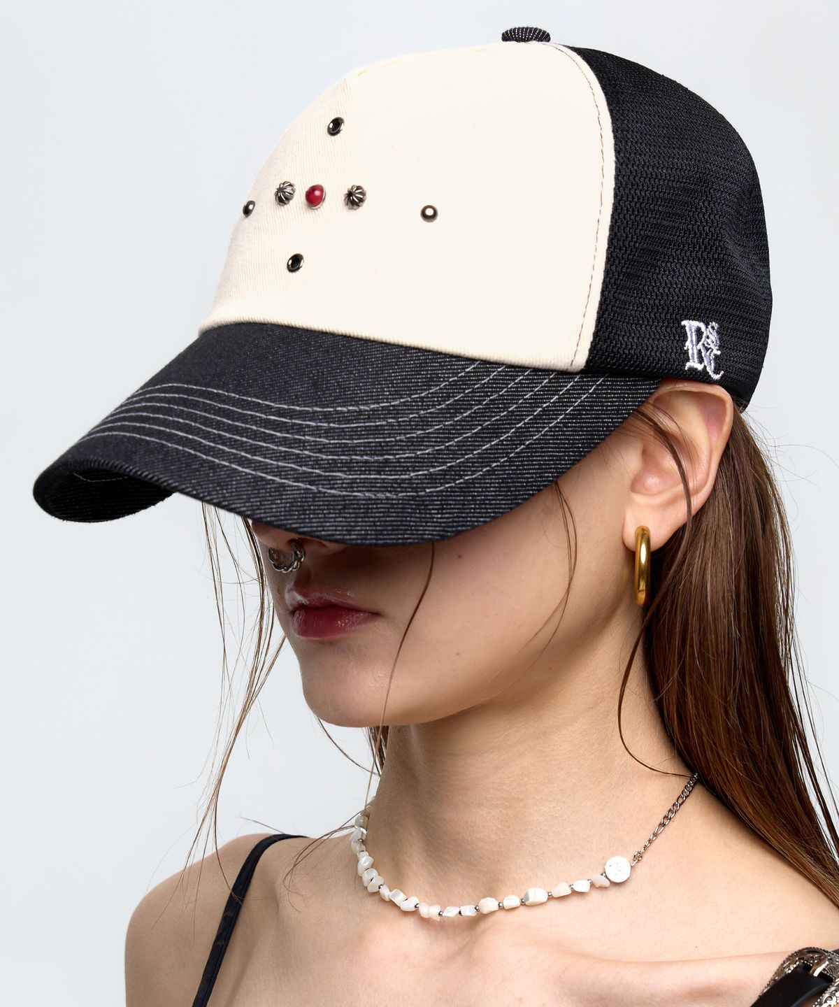알에스에스씨(RSSC) WESTERN RIVET MESH CAP - BLACK/IVORY