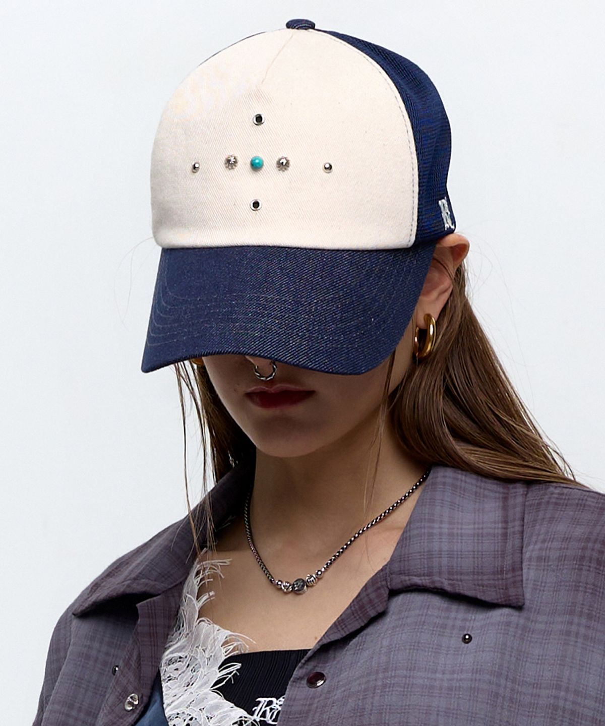 알에스에스씨(RSSC) WESTERN RIVET MESH CAP - DENIM/IVORY
