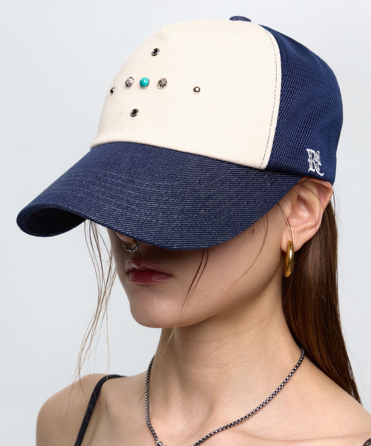 알에스에스씨(RSSC) WESTERN RIVET MESH CAP - DENIM/IVORY