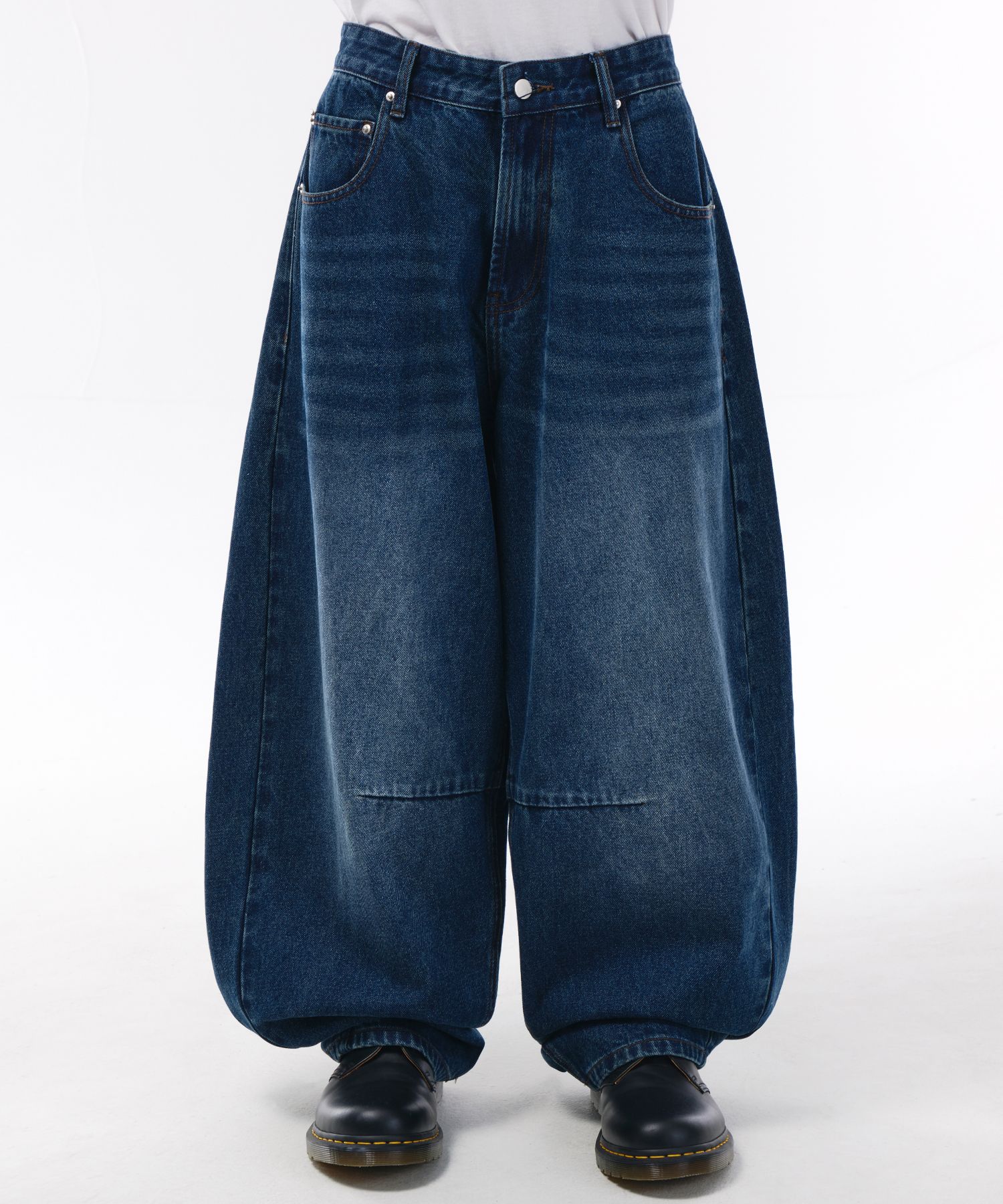 kichul BALLOON DENIM PANTS Mサイズ MUSINSA | SCALLYWAG Balloon Fit Curved Multi Dart Denim [Blue]