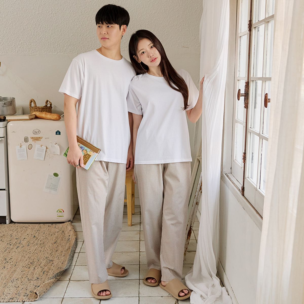 찌니야(JJNIYA) 공용 로얄 순면 9부잠옷바지