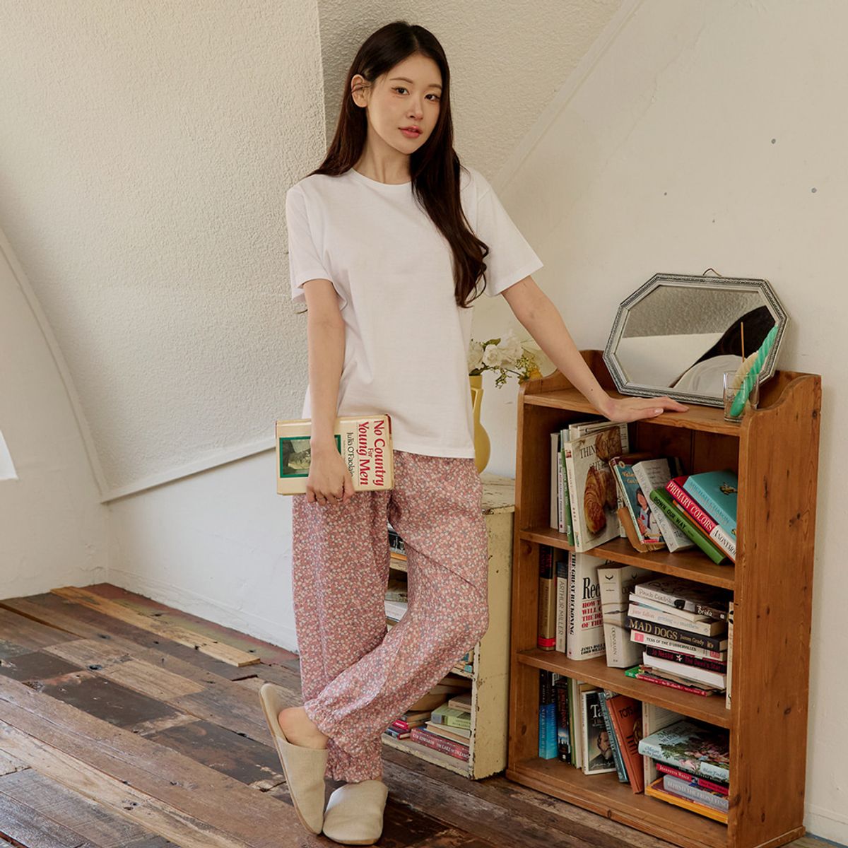 찌니야(JJNIYA) 여성용 이레플라워 60수레이온 8부잠옷바지