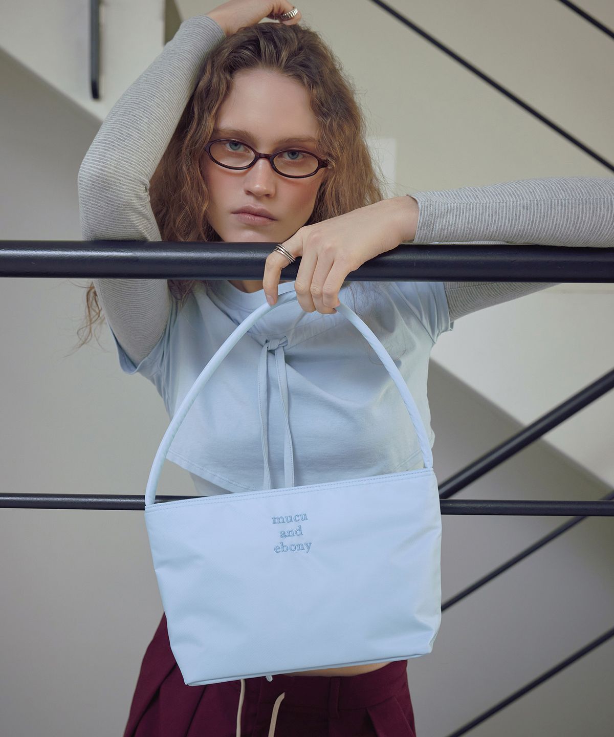 무쿠앤에보니(MUCU AND EBONY) Near Flat Bag _ Light Blue