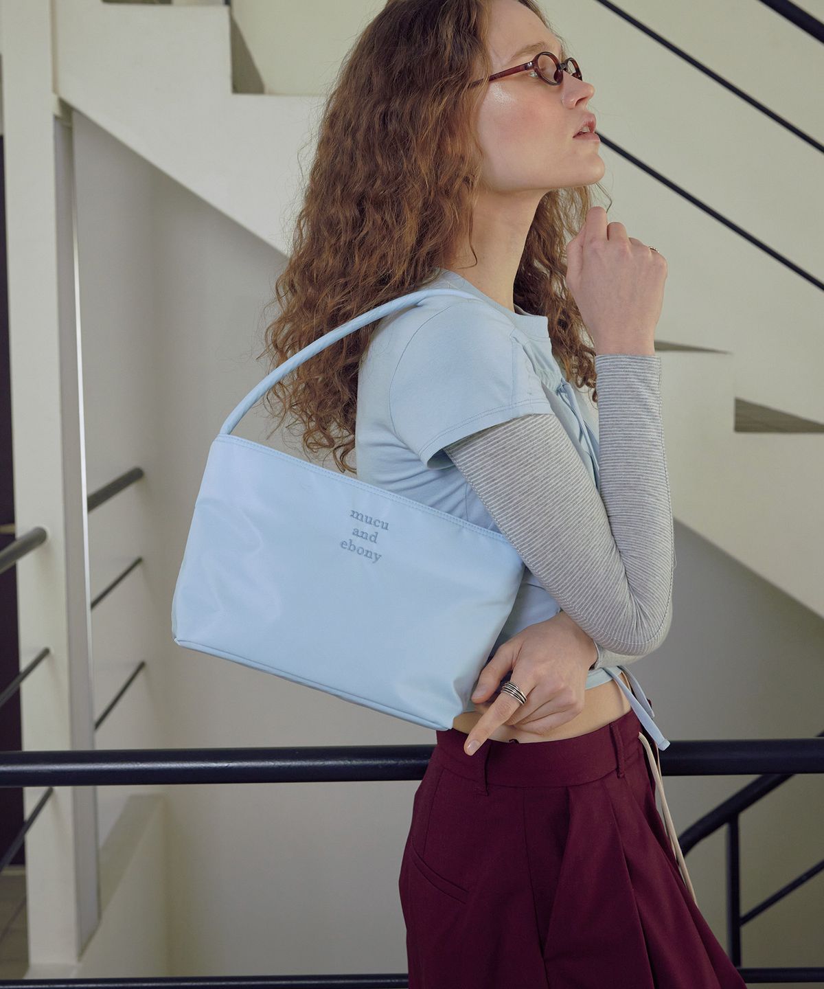 무쿠앤에보니(MUCU AND EBONY) Near Flat Bag _ Light Blue