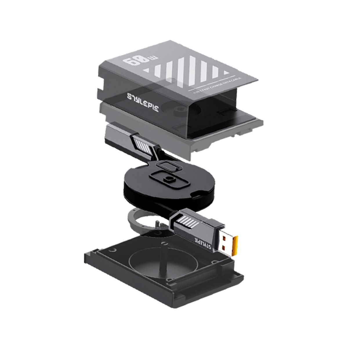 지클랜(GCLAN) 스타일파이 4in1 초고속 충전 케이블  60W 릴타입 480Mbps 데이터 전송