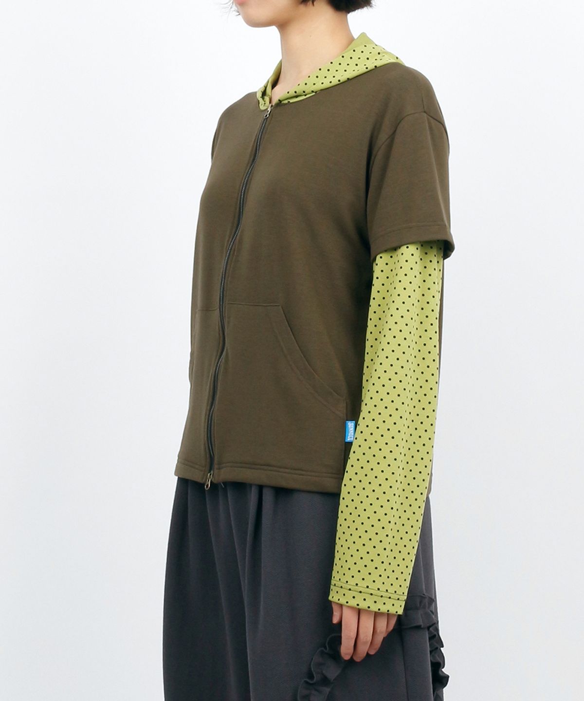 써넥트(SUNNECT) P.D. Layered Zip Hoodie - Green