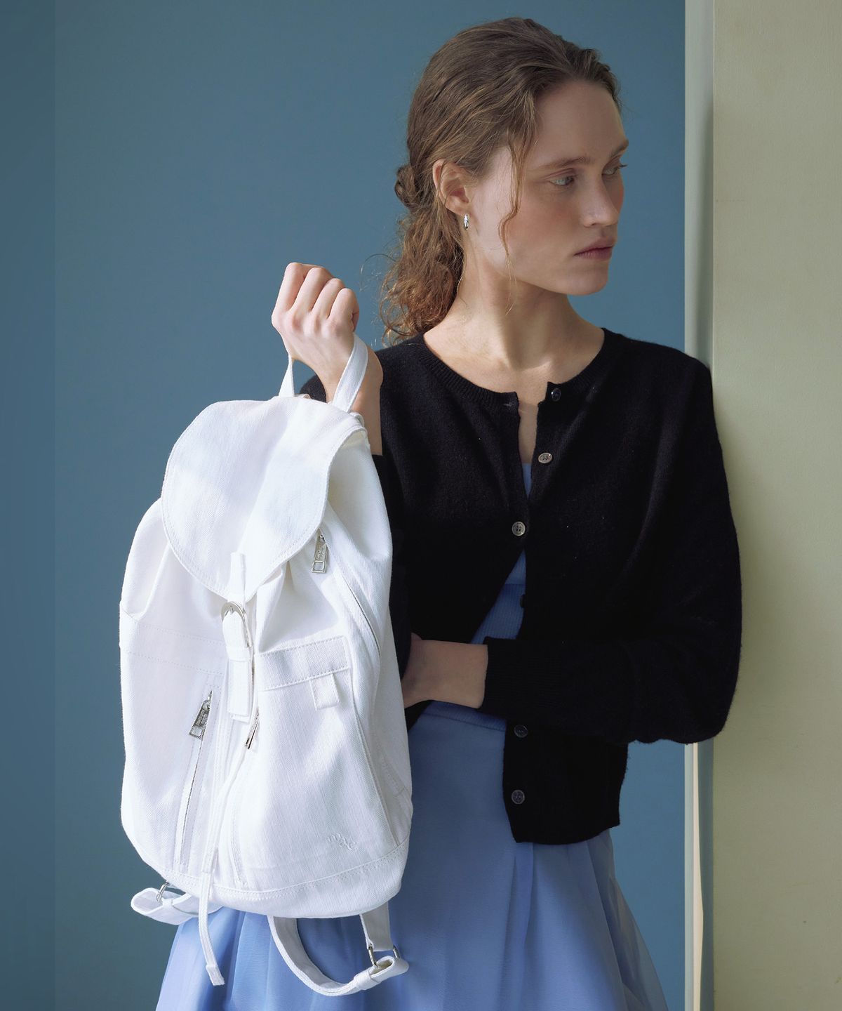 무쿠앤에보니(MUCU AND EBONY) Notting Herringbone Backpack _ Ivory