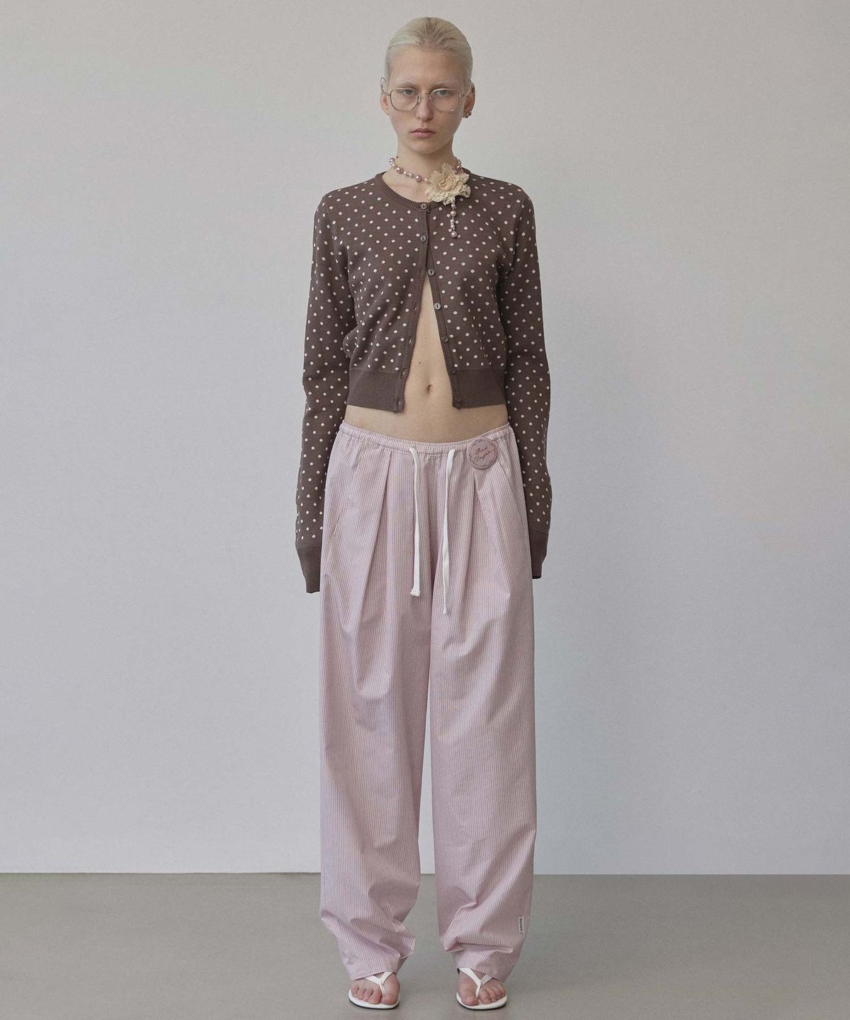 스컬프터(SCULPTOR) Bed To Go Pintuck Pants Pink Stripe