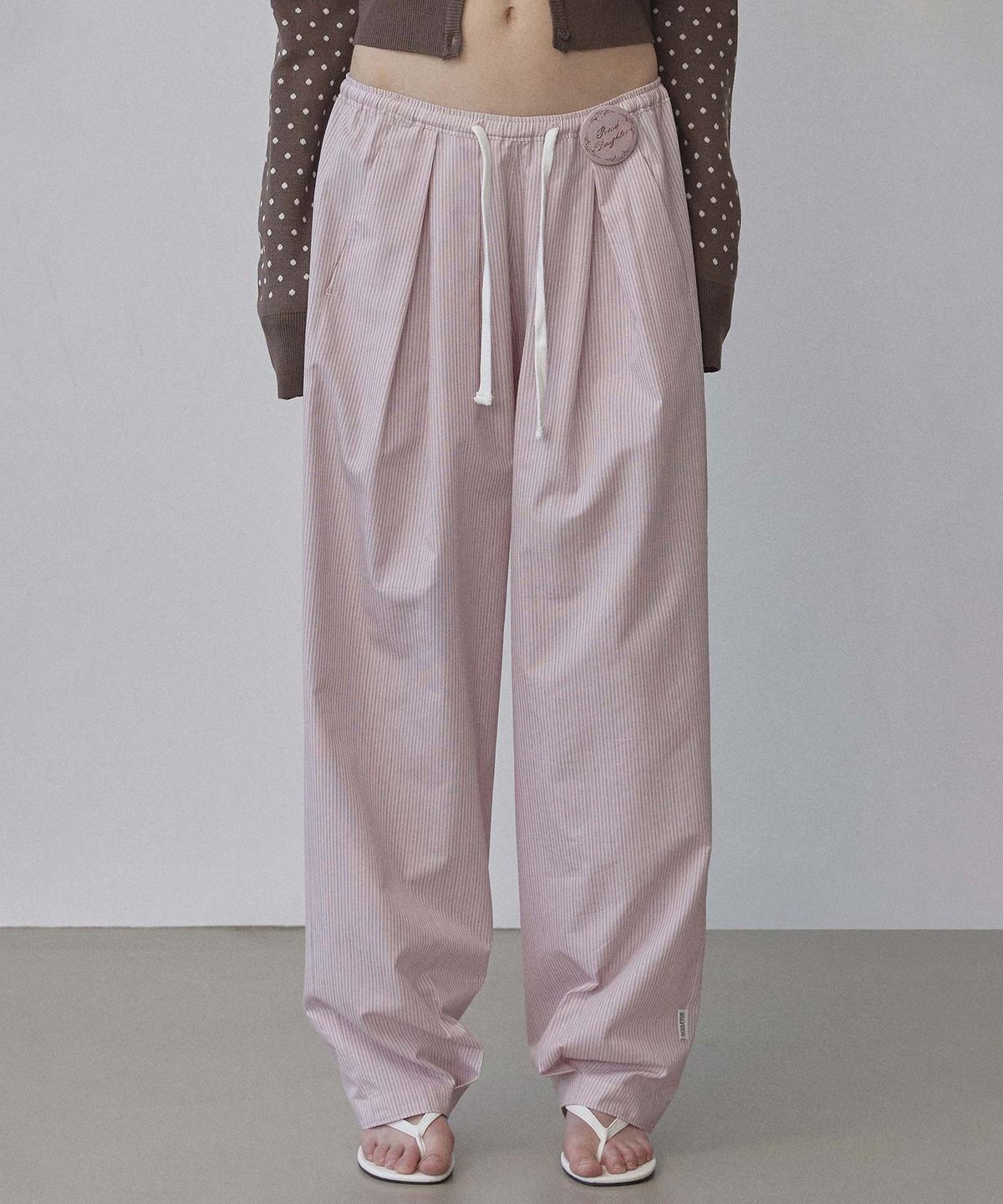 스컬프터(SCULPTOR) Bed To Go Pintuck Pants Pink Stripe
