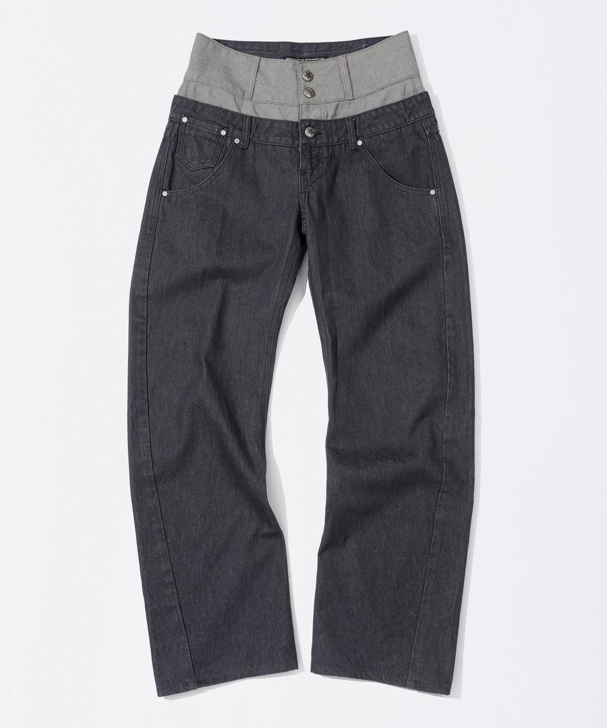 스컬프터(SCULPTOR) Beaded Layered Denim Pants Nonfade Gray