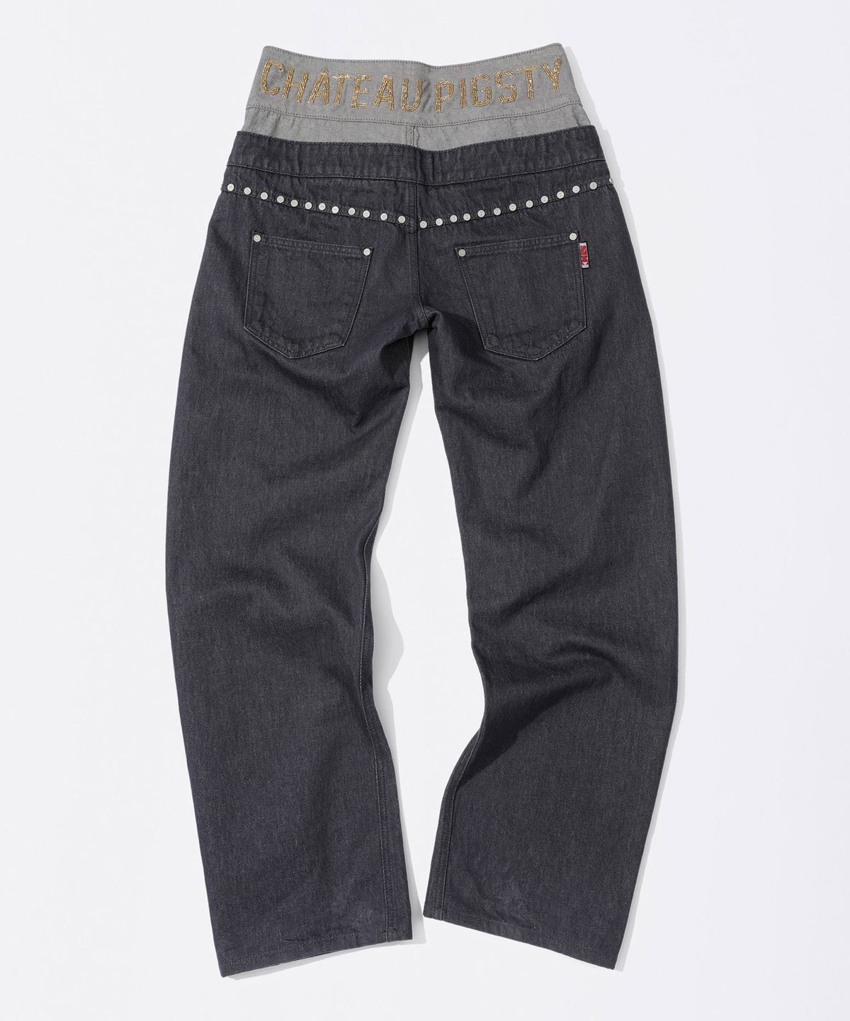 스컬프터(SCULPTOR) Beaded Layered Denim Pants Nonfade Gray