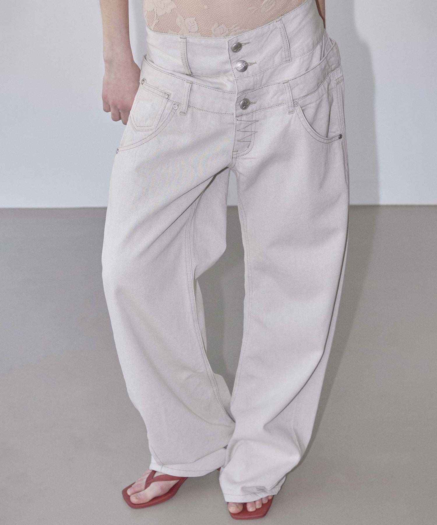 MUSINSA公式 | SCULPTOR Beaded Layered Denim Pants Nonfade Raw