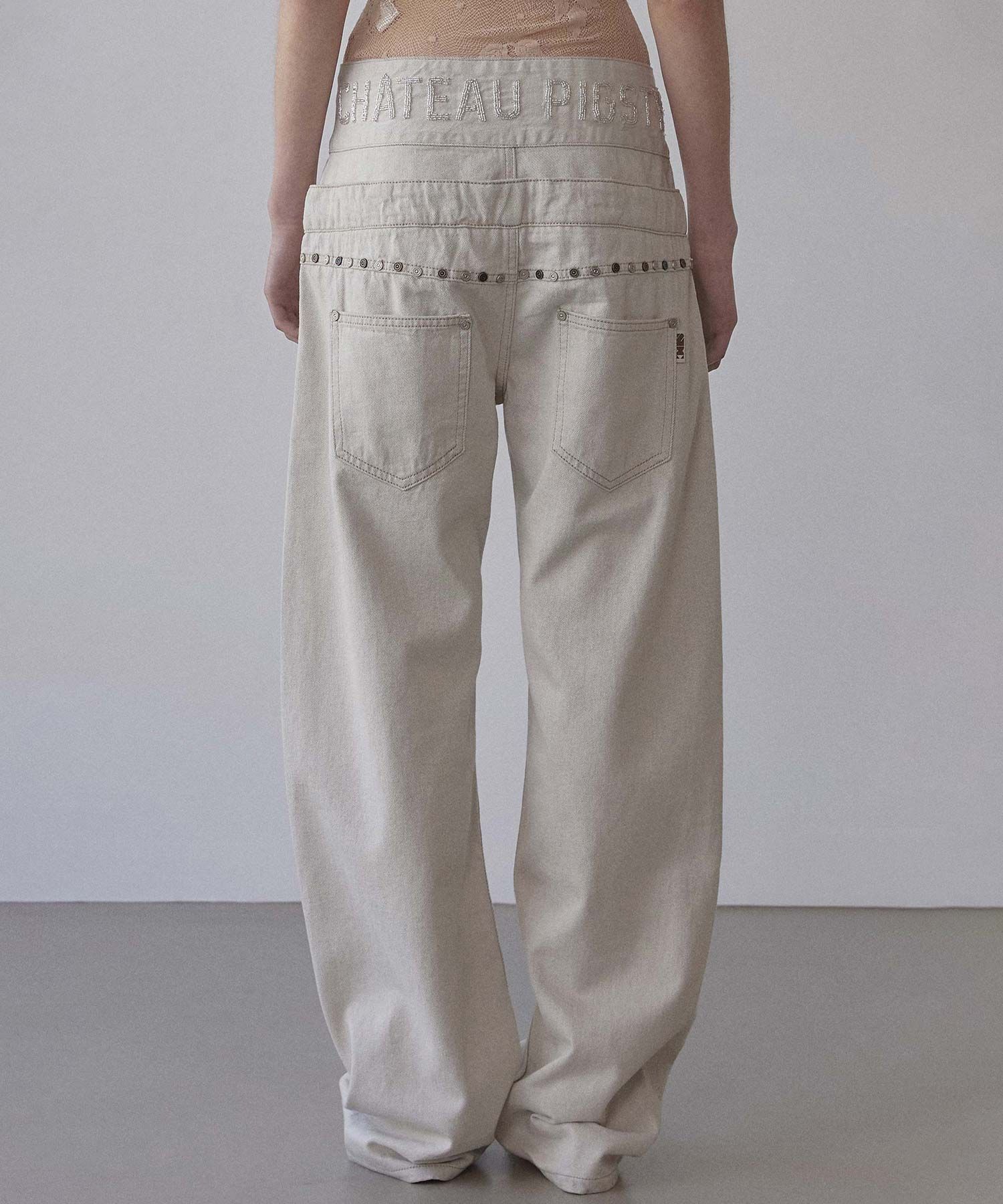 MUSINSA | SCULPTOR Beaded Layered Denim Pants Nonfade Raw