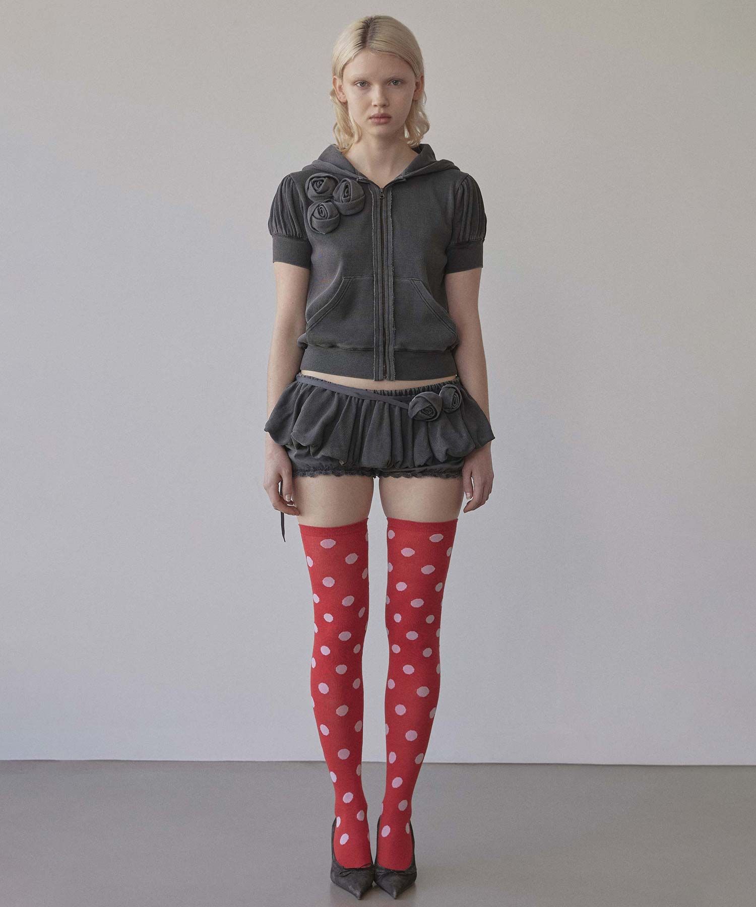 MUSINSA | SCULPTOR Washed Rose Hoodie Zip-Up Charcoal