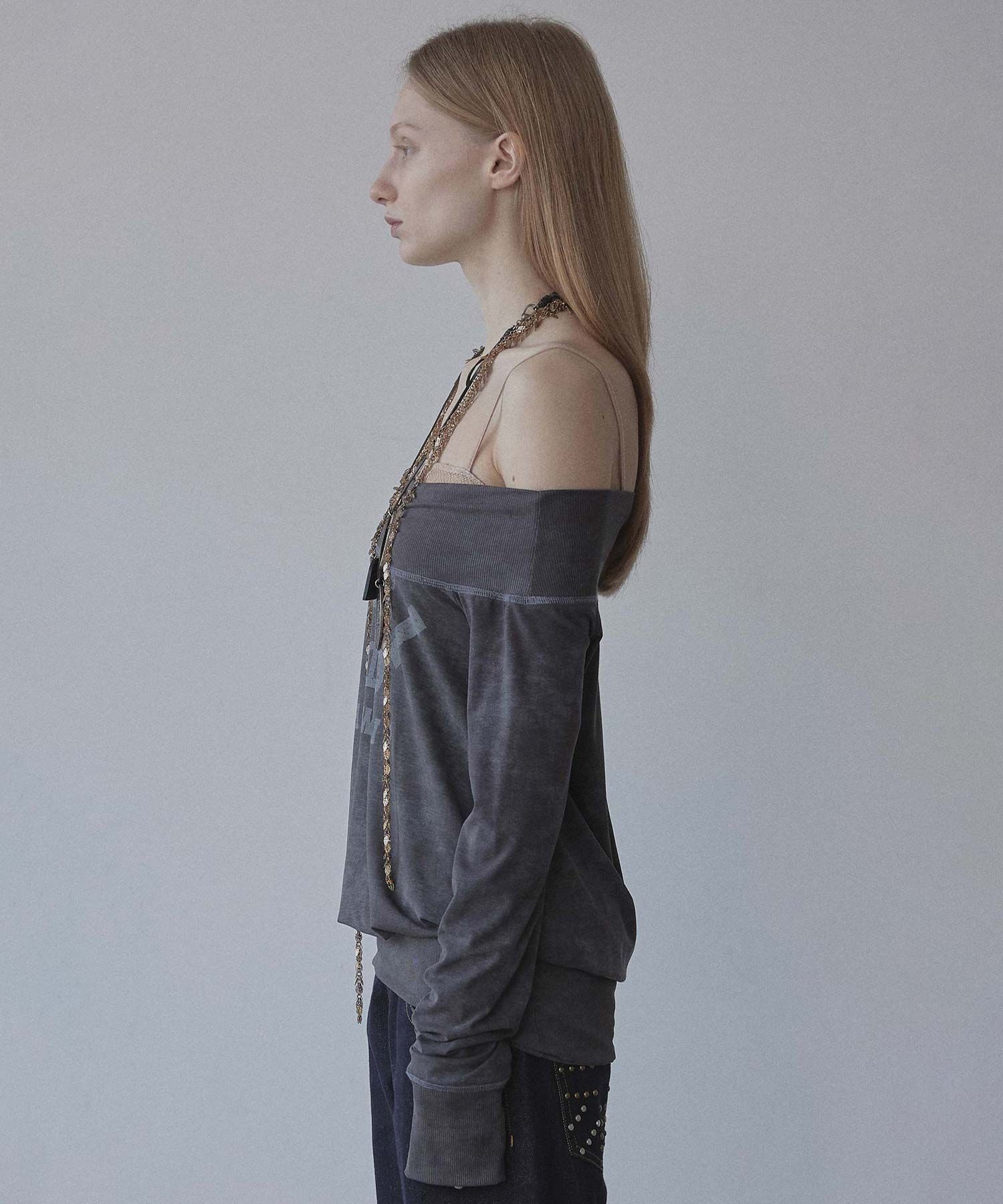 MUSINSA | SCULPTOR Maui Off-Shoulder Dress Washed Charcoal