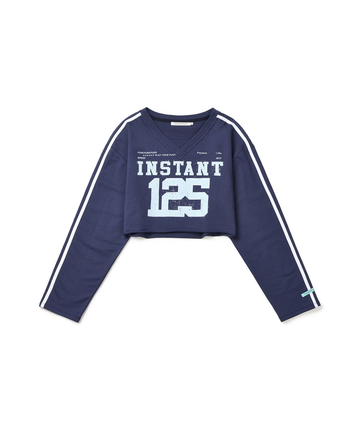 인스턴트펑크(INSTANTFUNK) 크롭 그래픽 티셔츠 - 네이비