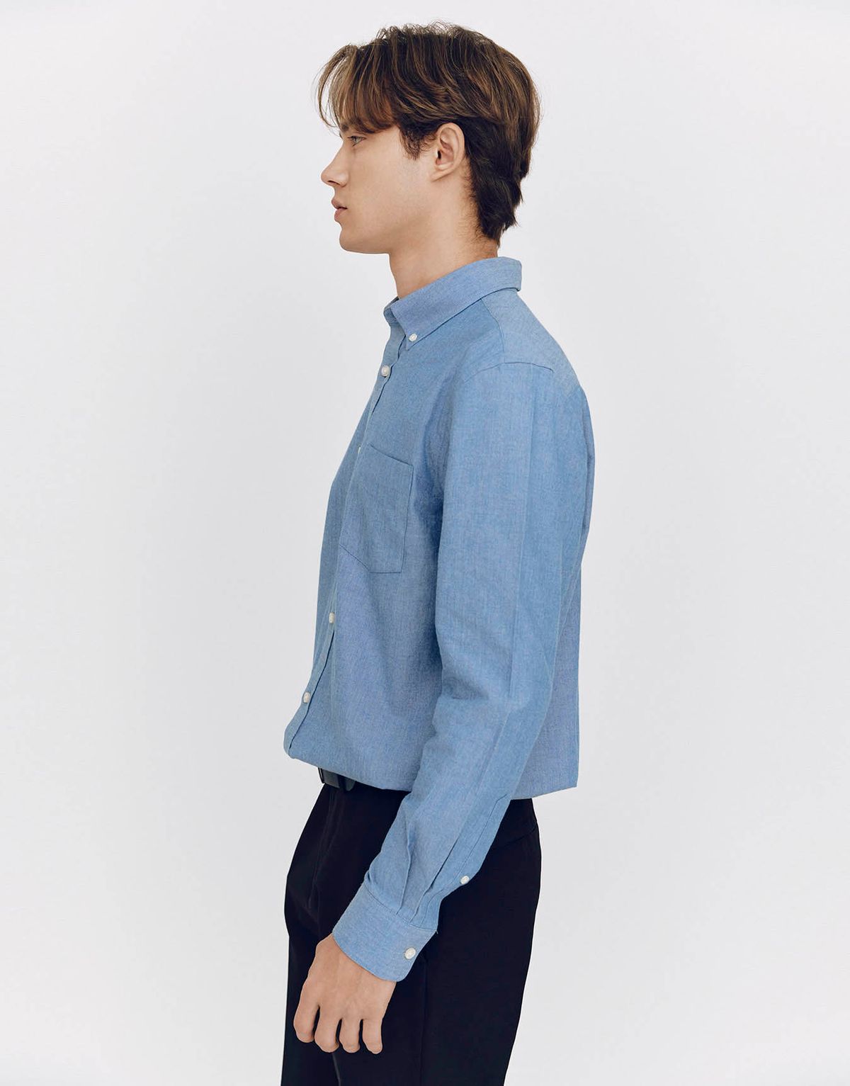 지오다노(GIORDANO) 샴브레이 셔츠 045507 [washed blue]