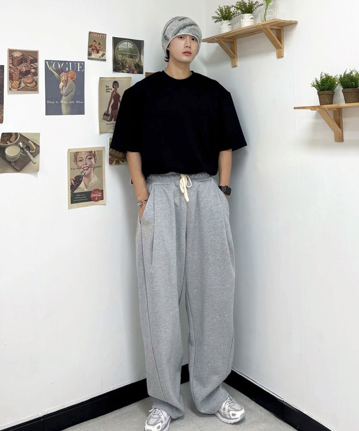 니티드(KNITTED) 커브드 트레이닝 팬츠 MELANGE GREY