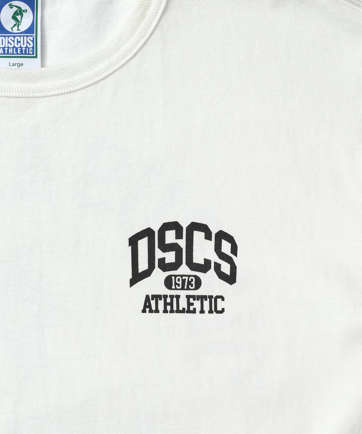 디스커스 애슬레틱(DISCUS ATHLETIC) 헤비웨이트 DCSC 스몰 로고 티셔츠 오프 화이트