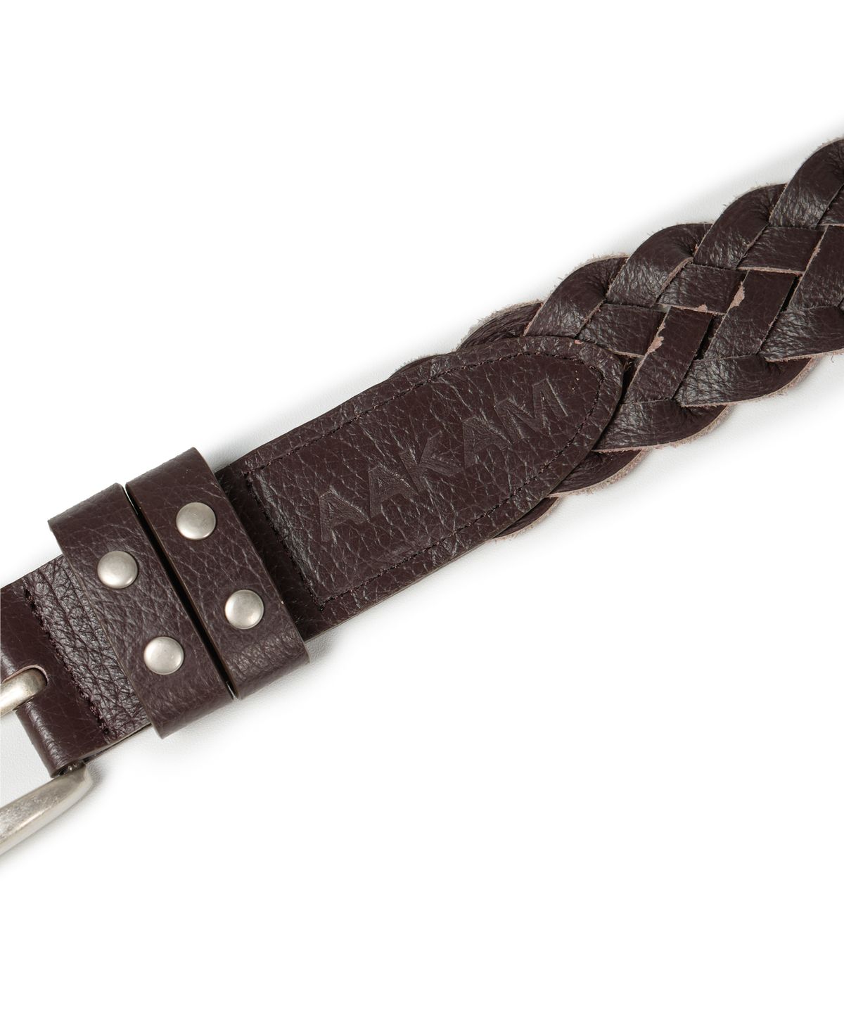 아캄(AAKAM) 30mm Braided Western Leather Belt (Brown)