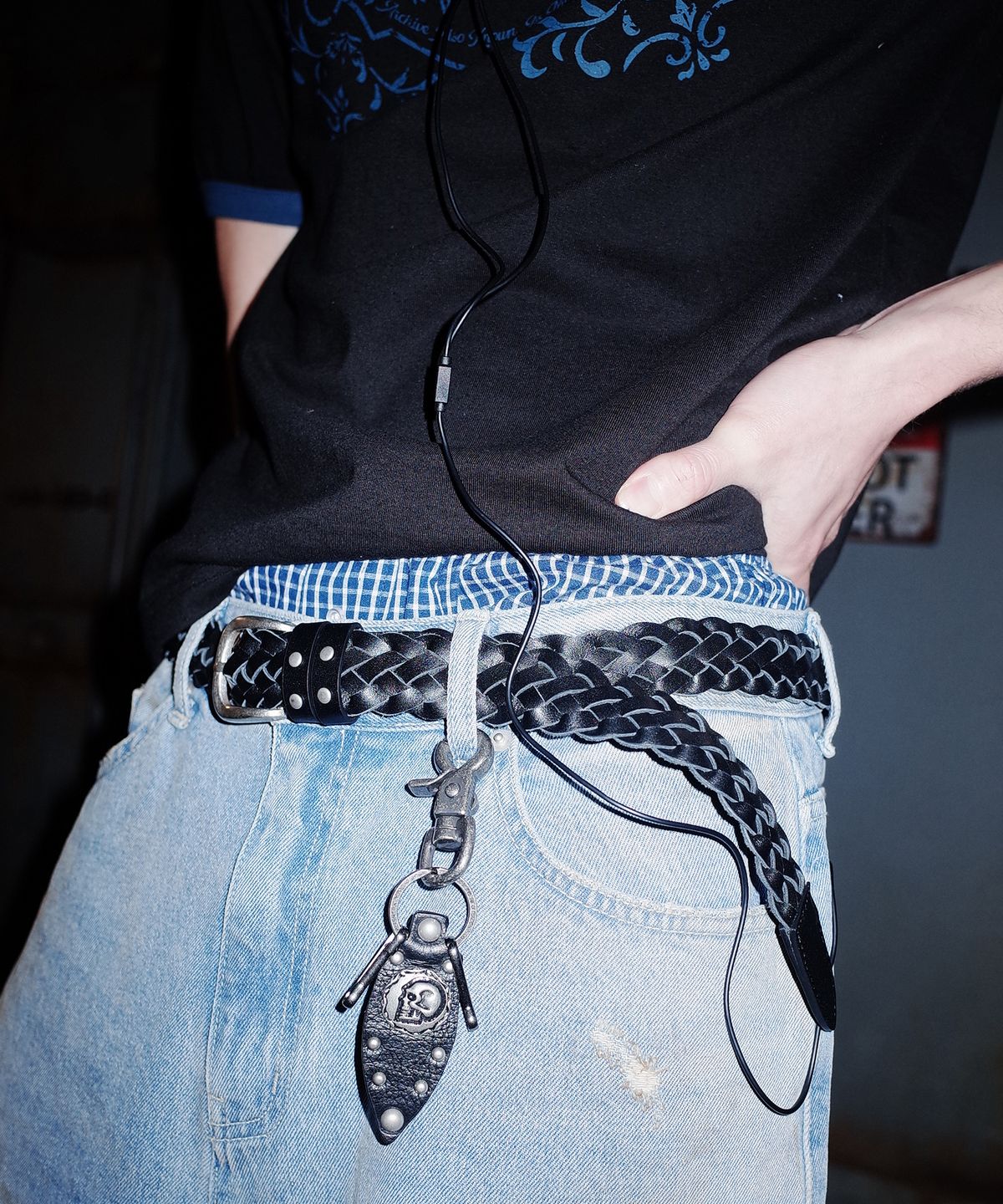 아캄(AAKAM) 30mm Braided Western Leather Belt (Black)