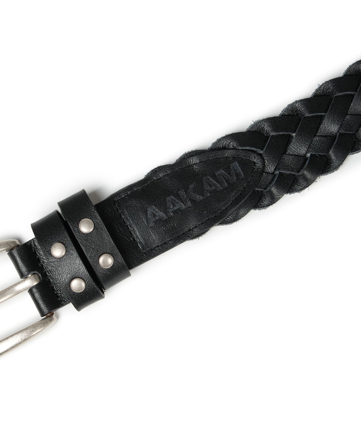 아캄(AAKAM) 30mm Braided Western Leather Belt (Black)