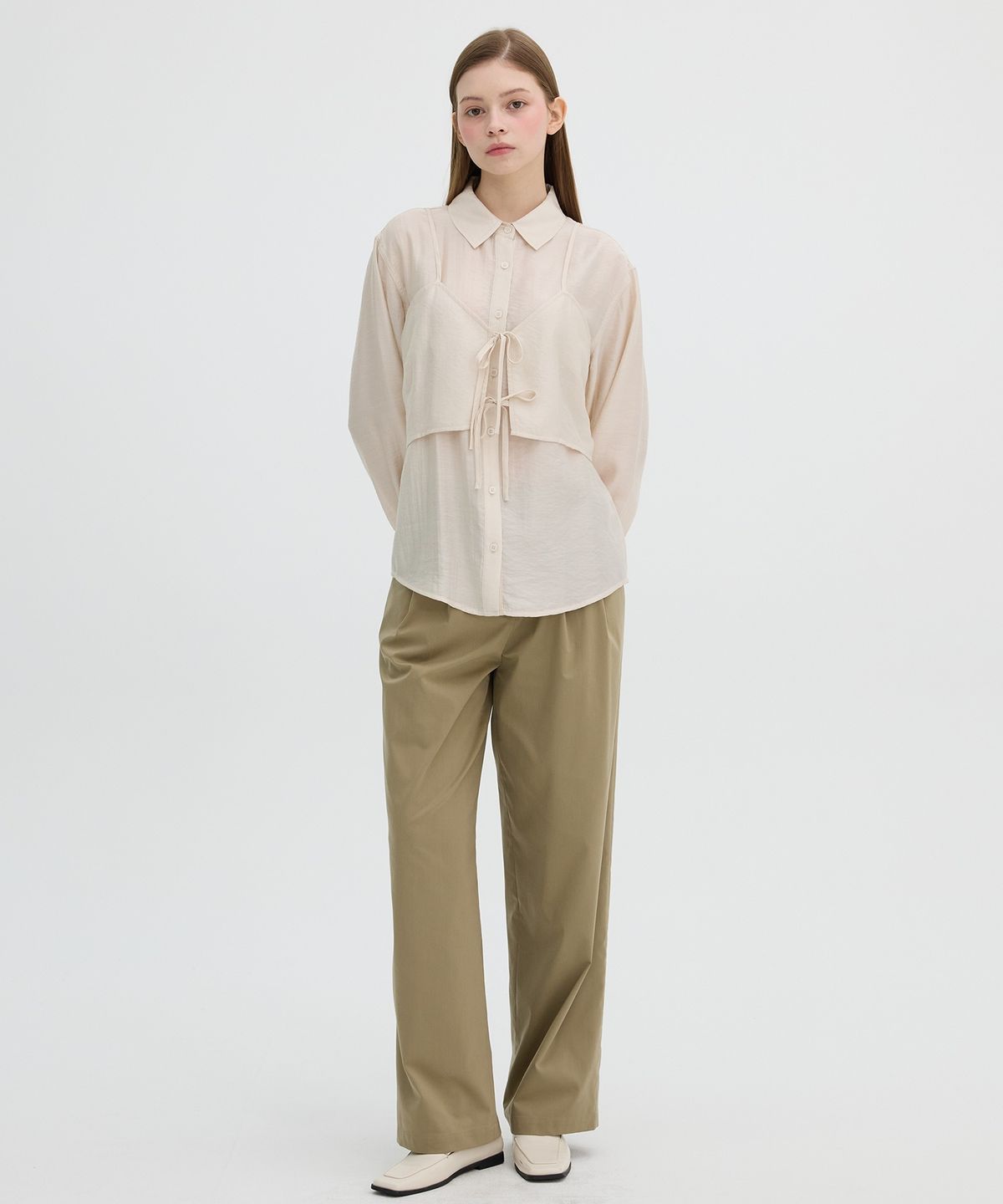 올리브 데 올리브(OLIVE DES OLIVE) 뱀부 투턱 슬랙스 팬츠 OH5SL2840