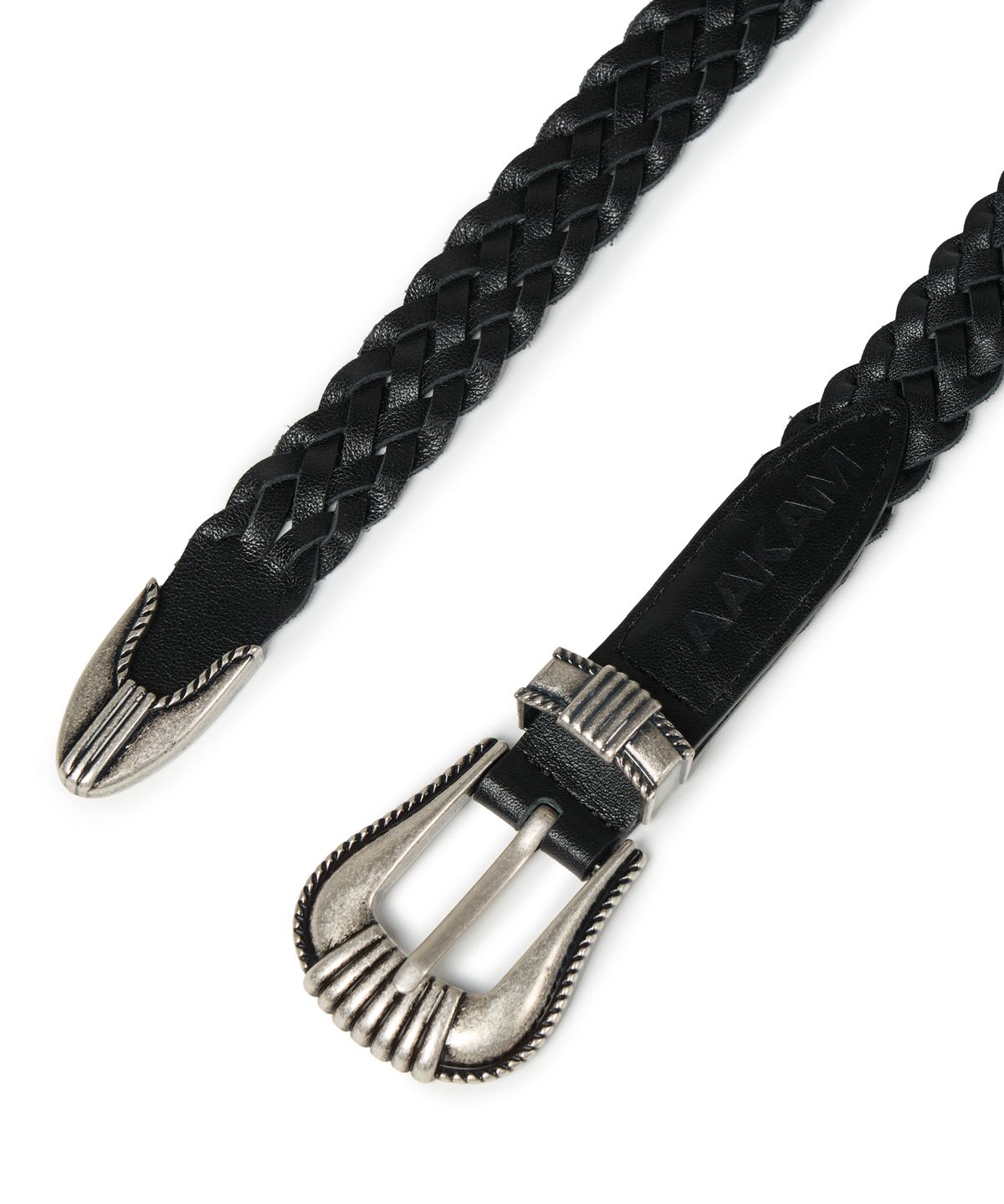 아캄(AAKAM) 25mm Braided Western Buckle Belt (Black)