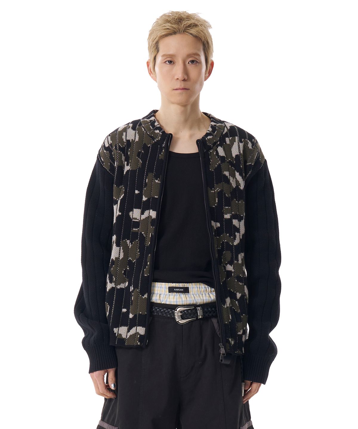 아캄(AAKAM) 25mm Braided Western Buckle Belt (Black)