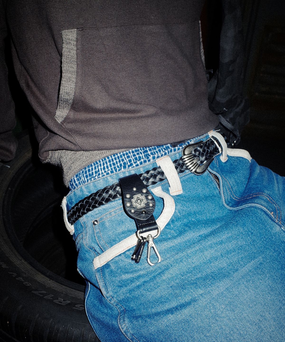 아캄(AAKAM) 25mm Braided Western Buckle Belt (Black)