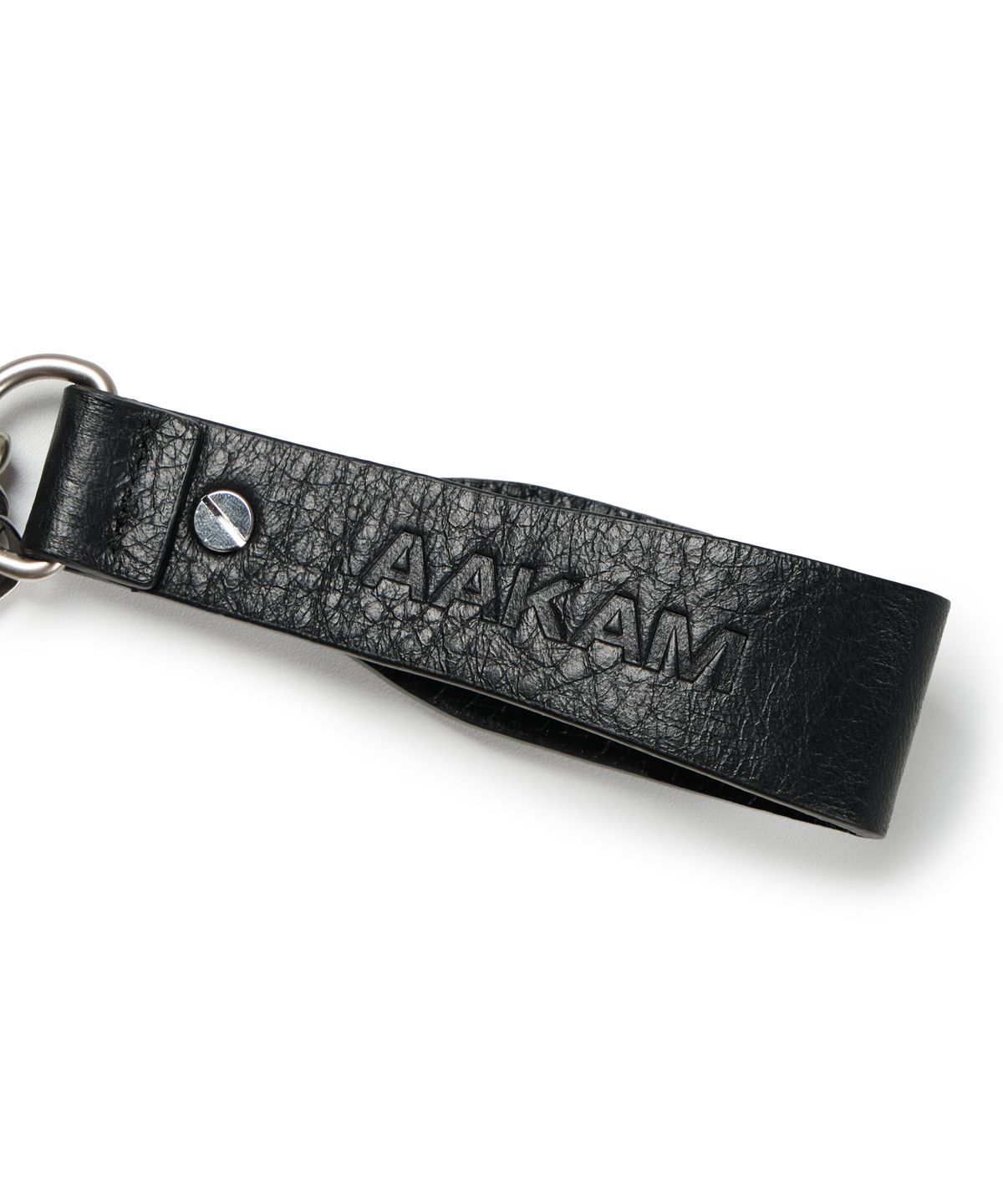 아캄(AAKAM) Antique Circle Studded Leather Keyring (Black)